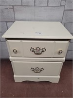 White night stand with vintage handles