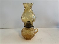 Vintage Moon & Stars Amber Oil Lamp 12in Tall