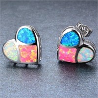 Colorful Heart Earrings Plated Dangle Drop
