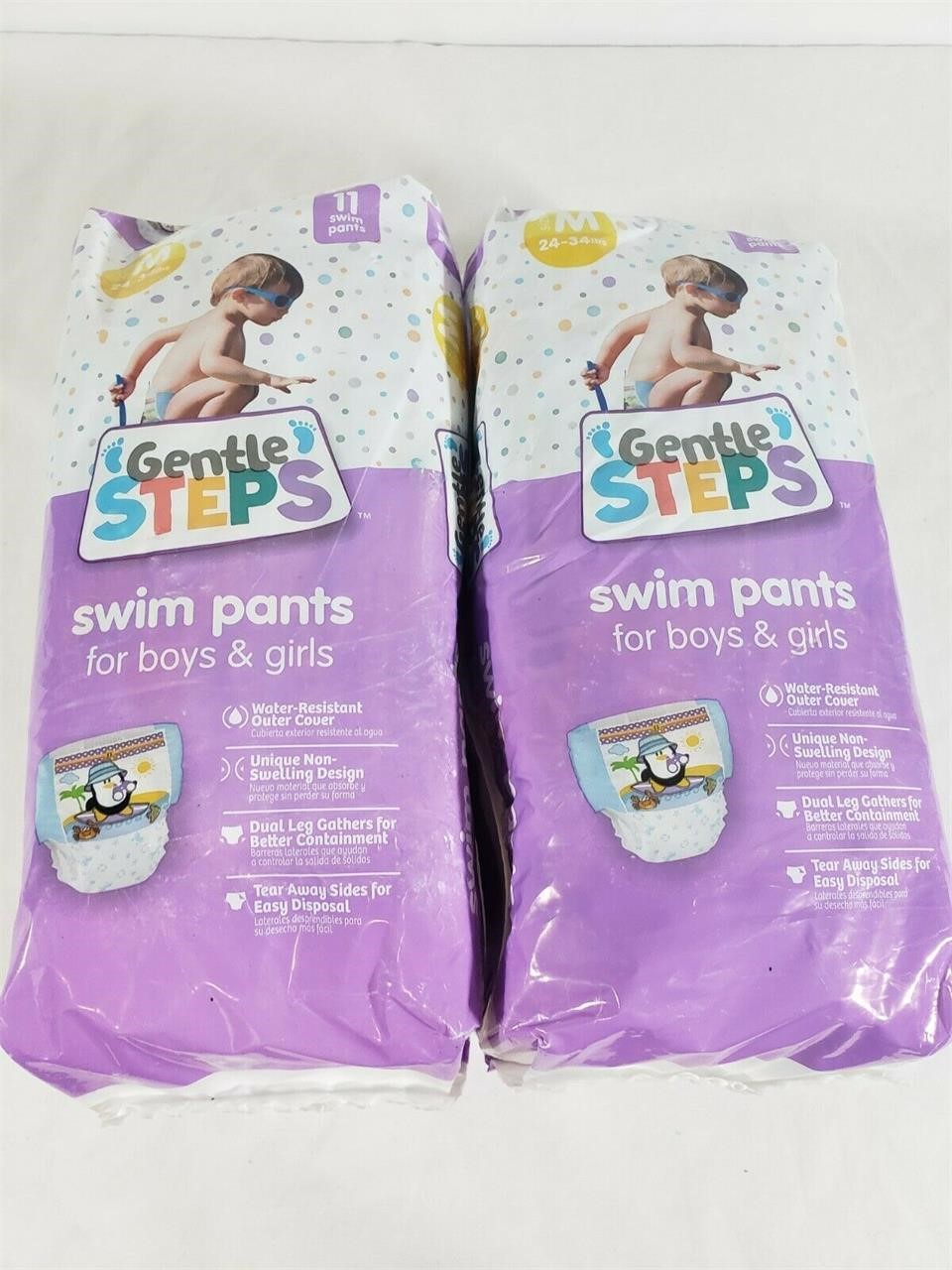 Two Pkg Gentle Steps Swim Pants Size Medium