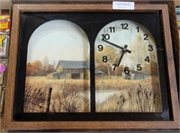 BARN ART PRINT WALL CLOCK