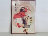 Girl in Red Metal Sign 16.5in X 12in