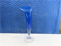 Blue ArtGlass 16" 3waytop Vase