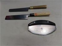 (3) Japanese Marked Chef Type Kitchen Knives