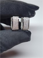 SIlver Plated Hoop Earrings With Cubic Zirconia