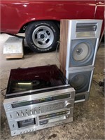 YORX STEREO SYSTEM W/ RECORD PLAYER & (2) YORX