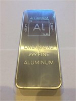 1 (One) Pound .999 Aluminum Bullion Bar These bars