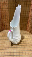 White hobnail pitcher vase