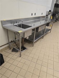 123" SS TABLE W/ SINK W/ LEVER DUMP & 2 DRAWERS