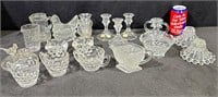 Large Collection of Pressed Cut Clear Glass-Lot