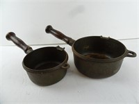 1qt & 2qt Cast Iron Sauce Pans with Wood Handles