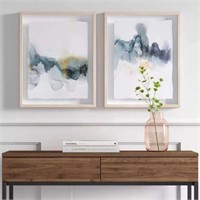 New (Set of 2) 16" x 20" Blue and Gold Wall Decor