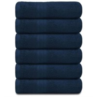 New 6pk Navy Blue Bath Towels 100% Cotton