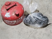 GOOD OLD 2.5GAL GALVANIZED STEEL GAS CAN, CASTERS