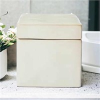 New 5" x 5" Carved Ceramic Box Gray - Threshold