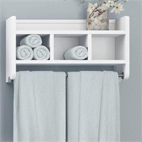 New White Bath Storage Shelf & Towel Rod