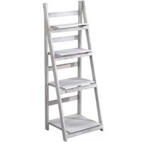 New 4-Tier Foldable Rustic White Shelf Stand