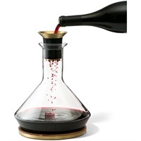 New Decanter with Wood Coaster Black/Gold