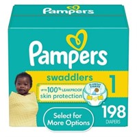 New Pampers Swaddlers Diapers, Size 1, 198 Count