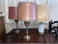 (3) TABLE LAMPS (2) METAL & (1) GLASS