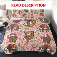 $58  Full Size Sloth Comforter Set  Pink 20 Full