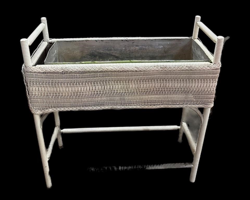 Metal Lined Wicker Planter