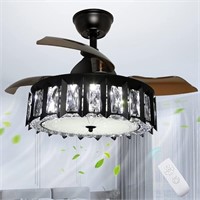 New $149  LED Crystal Ceiling Fans with Light,