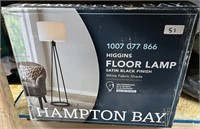 Hampton Bay Higgins Floor Lamp, Black, White Shade