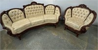 Two-piece rococo carved sofa and chair