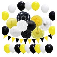 New Yellow Black White Party Decorations