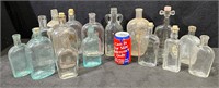 Large Collection of Aqua & Clear Glass Bottles-Lot