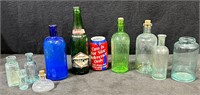 Berkeley Club, Blue, Aqua, Green Glass Bottle-Lot