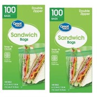 New Set of 2 Seal Double Zipper Sandwich Bags,