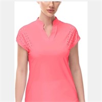 New Womens Golf Polo Short Sleeve Shirt Pink Med
