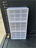 Three stackable storage containers