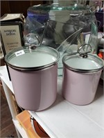 2 Pink Metal Chantel Canisters