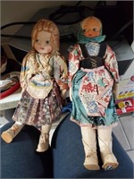 2 Antique Made in Poland Dolls w/Label