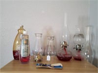 Oil Lamps, Oil, 2 Extra Globes And Wick