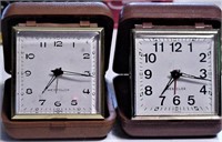 2 Westclox Vintage Travel Alarm Clocks
