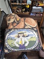 Lot of 2 Decorative Pillows to include Vtg. Dog