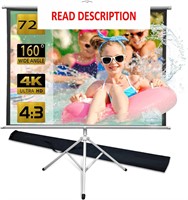 $70  72 Projector Screen and Stand  Portable  4:3