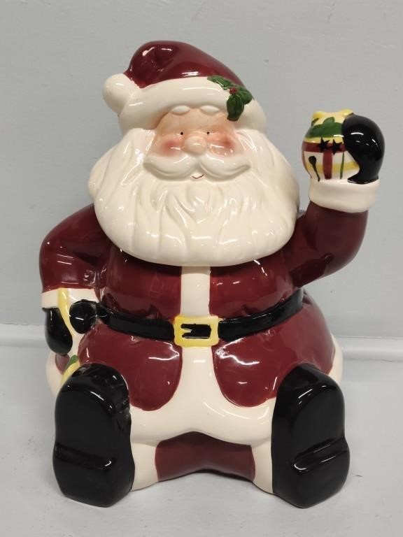Santa Cookie Jar Holding Ornament