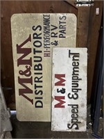 (2) M & M WOODEN LOCAL ADVERTISING SIGNS (1)
