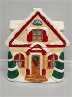 Christmas Cottage Cabin Cookie Jar
