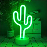 LED Cactus Shaped Neon Signs Light with Holder