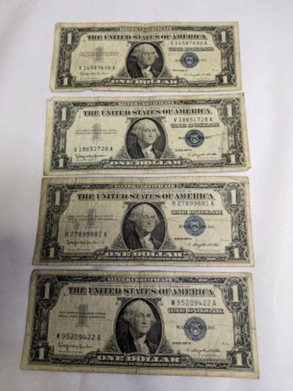 4 - 1957B One Dollar Silver Certificates