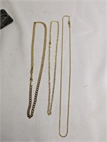 2 Gold Plated & 1 Gold Filled Chains, longest 24"