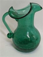 Crackle Glass Pitcher 4 3/4" tall