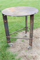 3' Round Metal Welding Table on Rollers