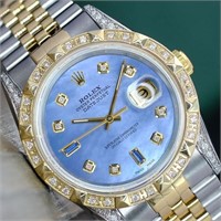 Rolex Men Datejust Pyramid 1.80 Ct Diamond Watch